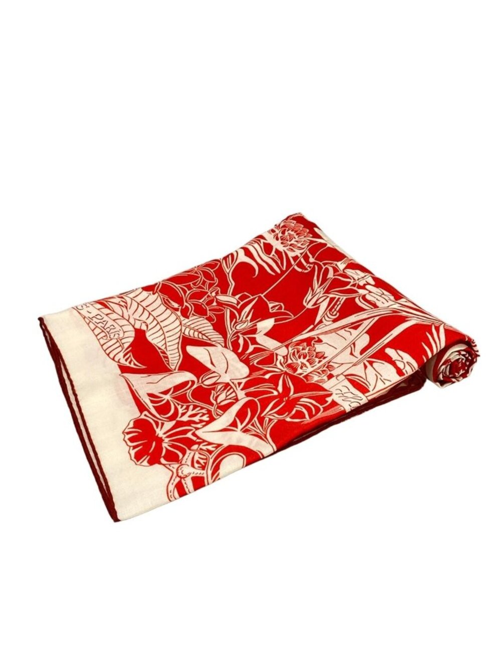 Hermes Shawl White Red Flamingo Party Cashmere Silk Scarf
